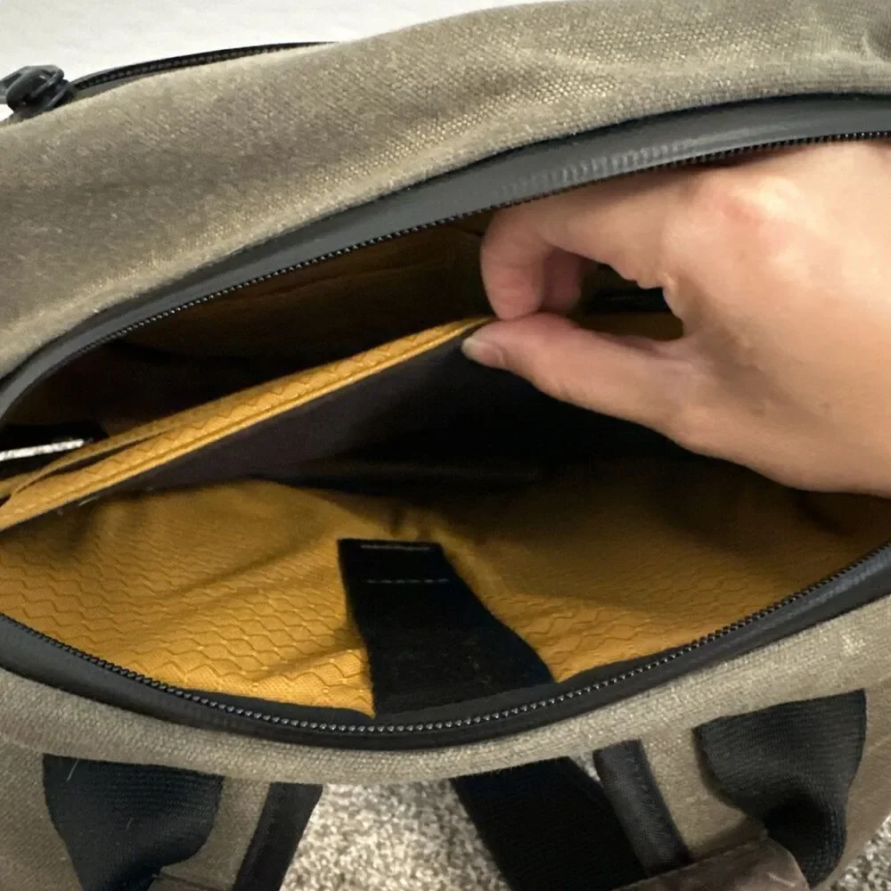 Waterfield Designs SF Sutter Slim Backpack Waxed Canvas Chocolate Leather